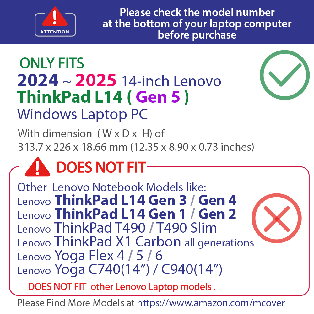 mCover Hard Shell case for 14-inch Lenovo ThinkPad L14 G5 14-inch