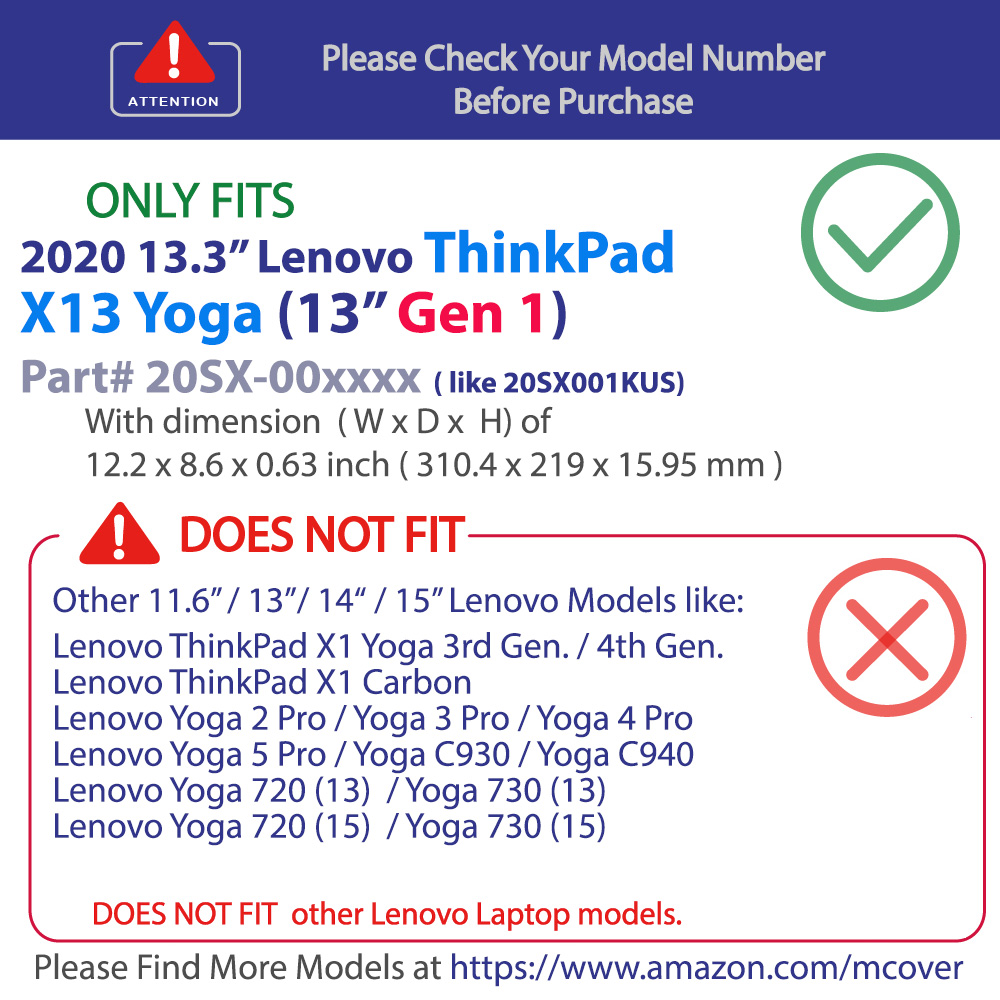 mCover Hard Shell case for 13-inch Lenovo ThinkPad X13 Yoga (1st Gen)