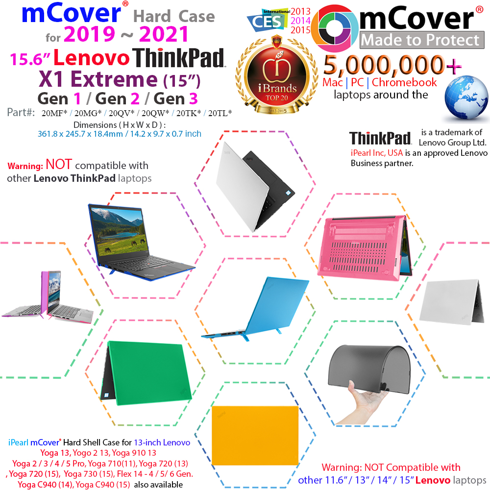 mCover Hard Shell case for 15.6-inch Lenovo ThinkPad X1 Extreme G2 15.6-inch