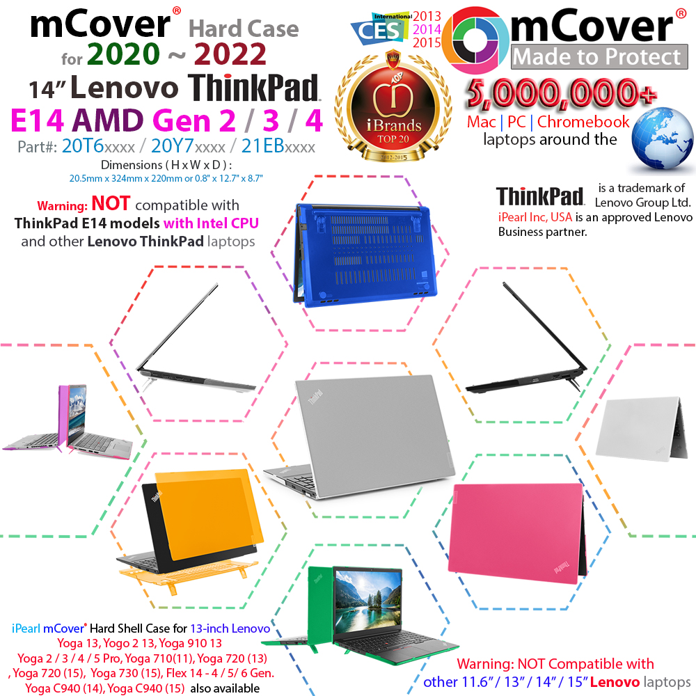 mCover® Hard shell case for Lenovo ThinkPad E14 AMD G2 (14) Laptops