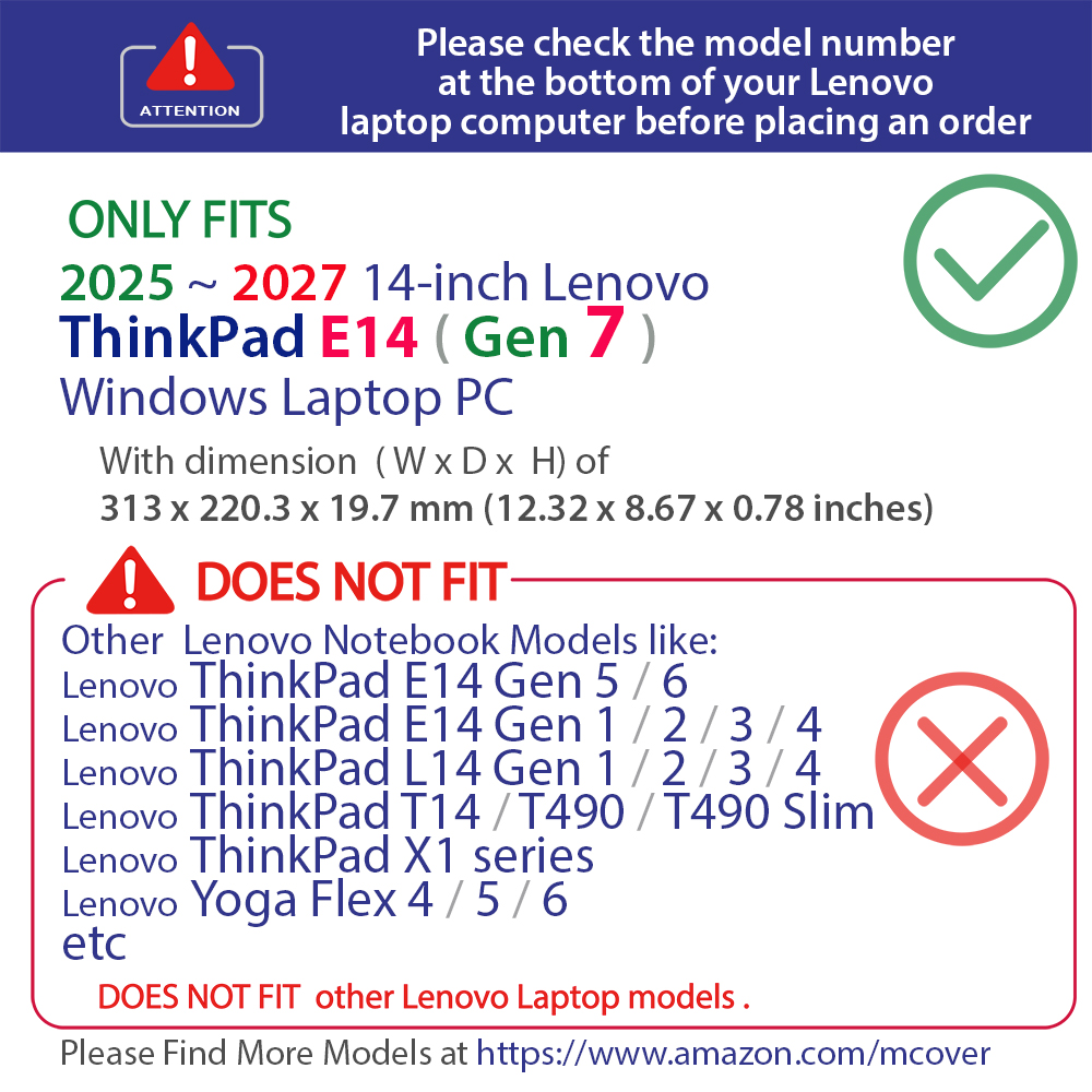 mCover Hard Shell case for 14-inch Lenovo ThinkPad E14 G7 14-inch Windows Laptop