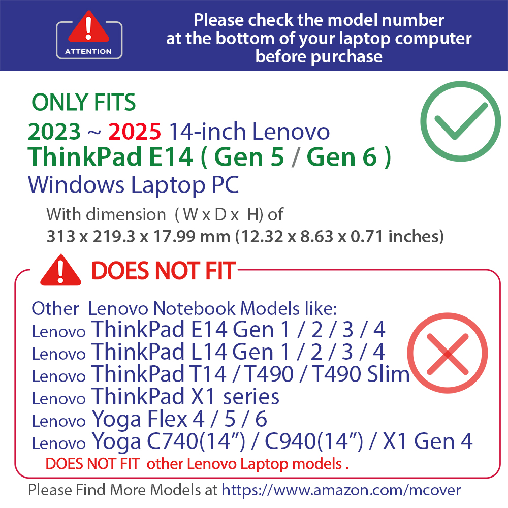 mCover Hard Shell case for 14-inch Lenovo ThinkPad E14 G5 / G6 14-inch Windows Laptop