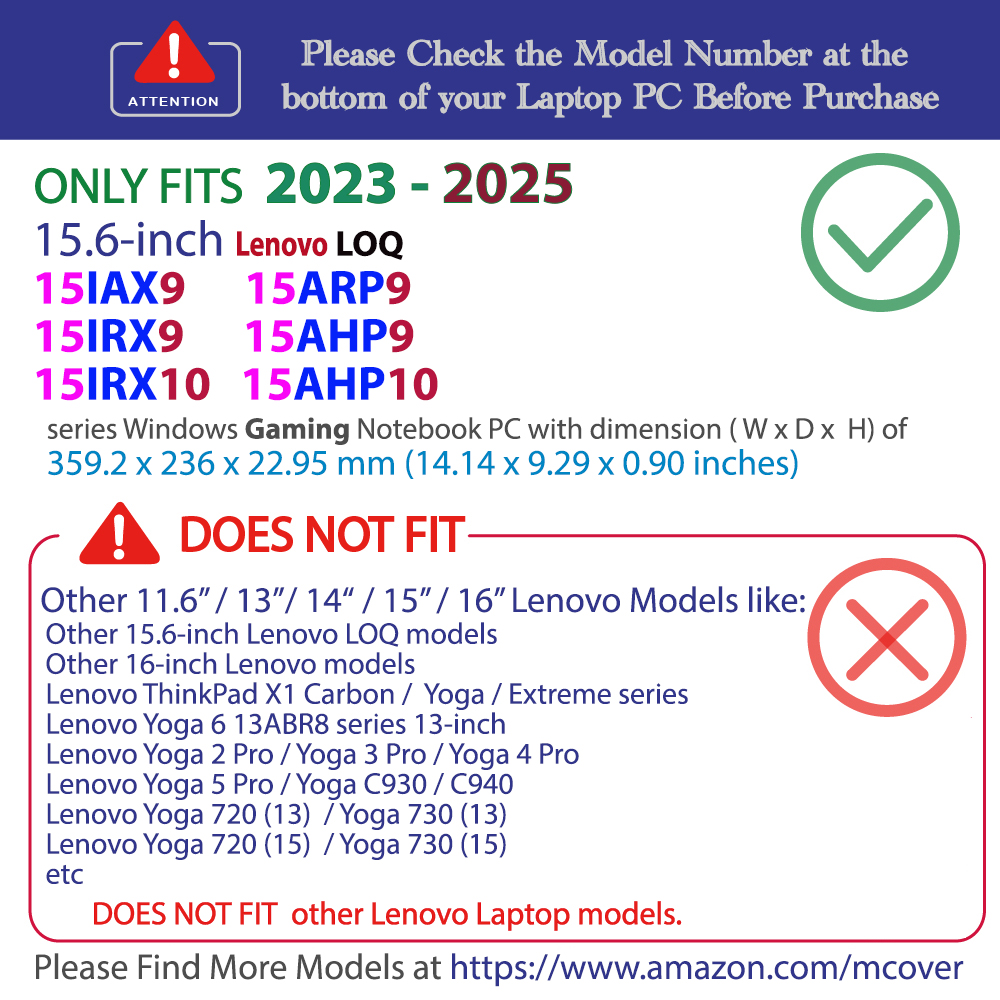 mCover Hard Shell case for 15.6-inch Lenovo LOQ 15IAX9 15ARP9 15IRX9 15AHP9 15IRX10 15AHP10 Windows Gaming laptops