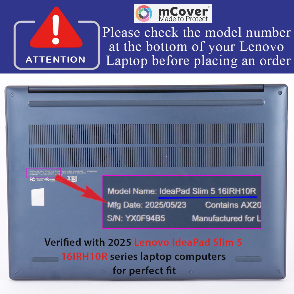 mCover Hard Shell case for 16-inch Lenovo Ideapad Slim 5 16AHP10 16ARP10 16IRH10 16IRU9 series Windows Laptop