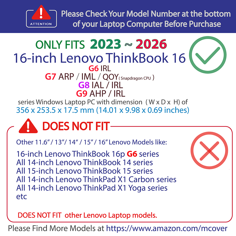 mCover Hard Shell case for 16-inch Lenovo ThinkBook 16 G6 G7 series