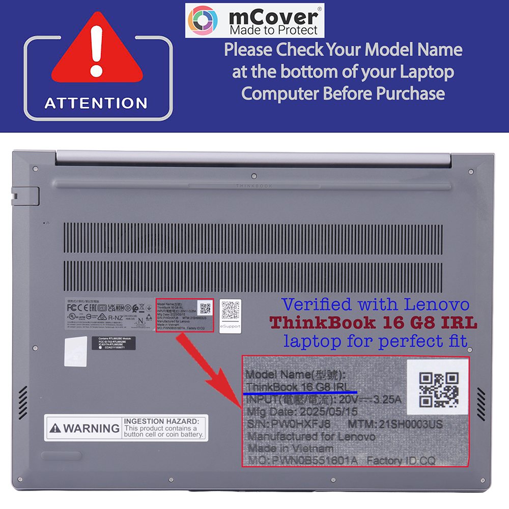 mCover Hard Shell case for 16-inch Lenovo ThinkBook 16 G6 G7 series