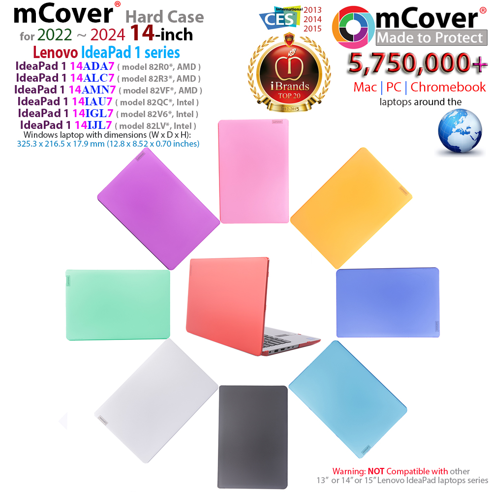mCover Hard Shell case for 14-inch Lenovo Ideapad 1 14ADA7 14ALC7 14AMN7 14IAU7 14IGL7 14IJL7 Windows laptop