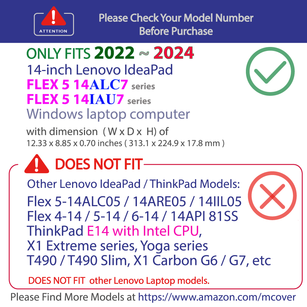 mCover Hard Shell case for 14-inch Lenovo Ideapad Flex 5 14ALC7 14IAU7 series