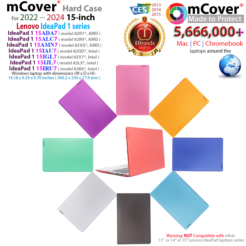 mCover Hard Shell case for 15-inch Lenovo Ideapad 1 15ADA7 15AMN7 15ALC7 15IAU7 15IGL7 15IJL7 15IRU7 15-inch Windows Laptops