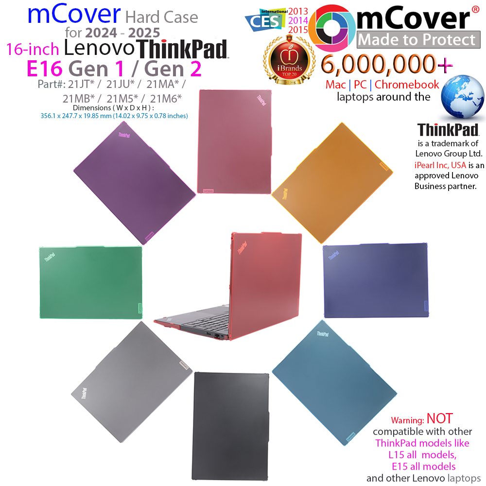 mCover Hard Shell case for 16-inch Lenovo ThinkPad E16 G1 / G2 Windows Laptop