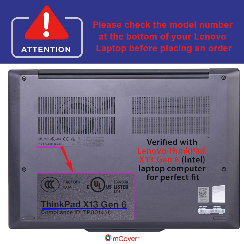 mCover case for 13-inch Lenovo ThinkPad X13 Gen 6 Windows Laptop PC