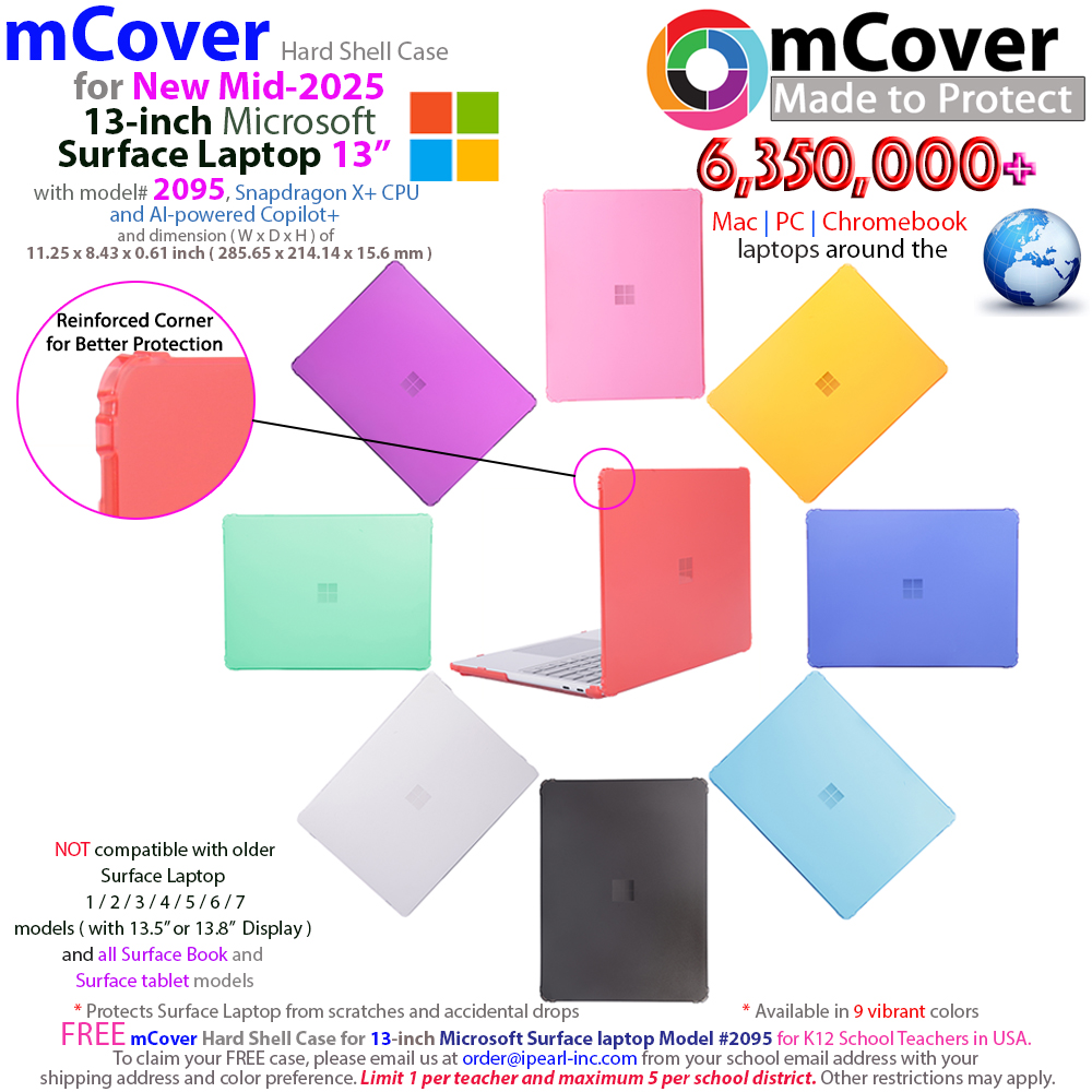 mCover Hard Shell case for 13-inch Microsoft Surface laptop PC released in 2025