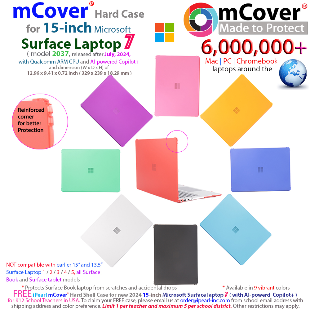 mCover Hard Shell case for 15-inch Microsoft Surface laptop 7 AI-powered computer
