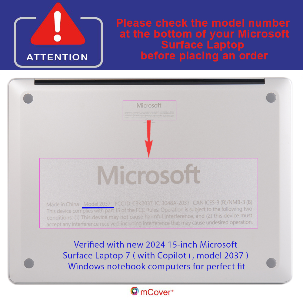 mCover Hard Shell case for 15-inch Microsoft Surface laptop 7 AI-powered computer