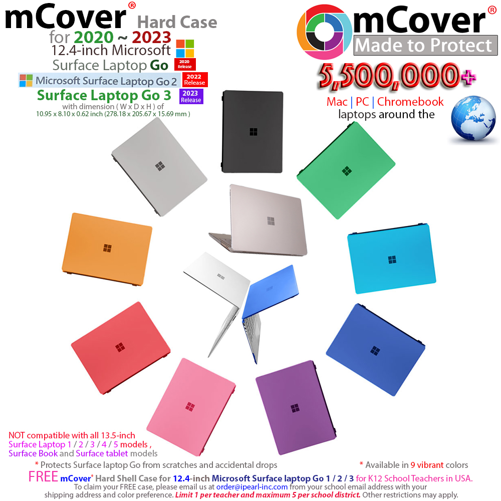 mCover Hard Shell case for 12.4-inch Microsoft Surface laptop Go computer